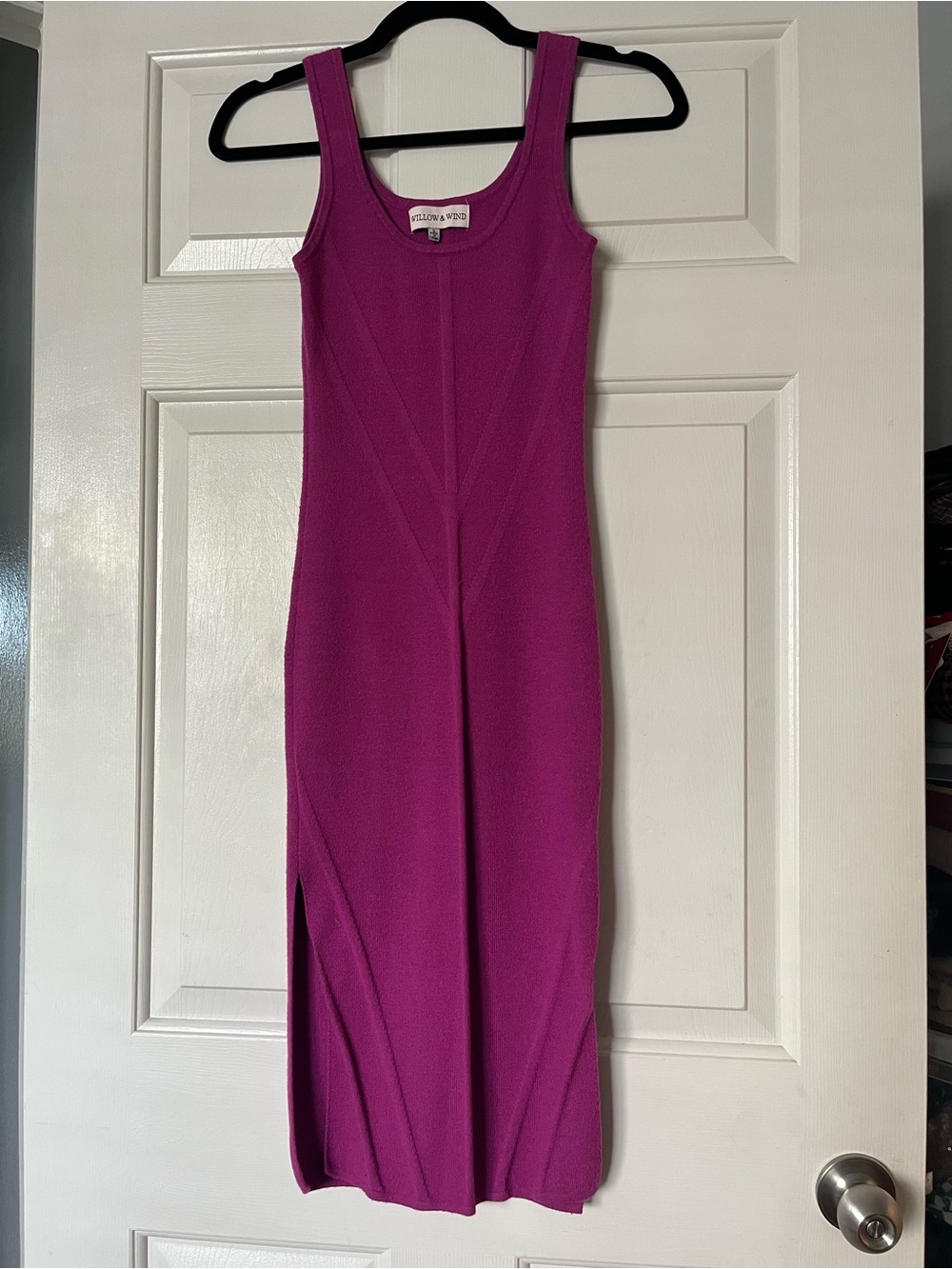 Sleeveless Magenta Midi Dress with Side Slit | Size Small